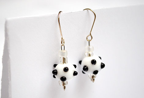 Sputnik earrings - Funky bead drop earrings.