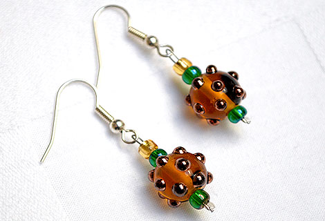 Sputnik earrings - Funky bead drop earrings.