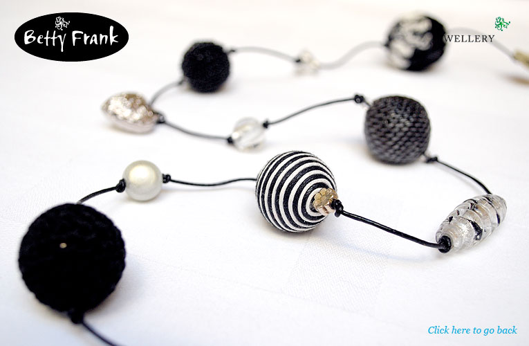 Caroline black bead and button necklace